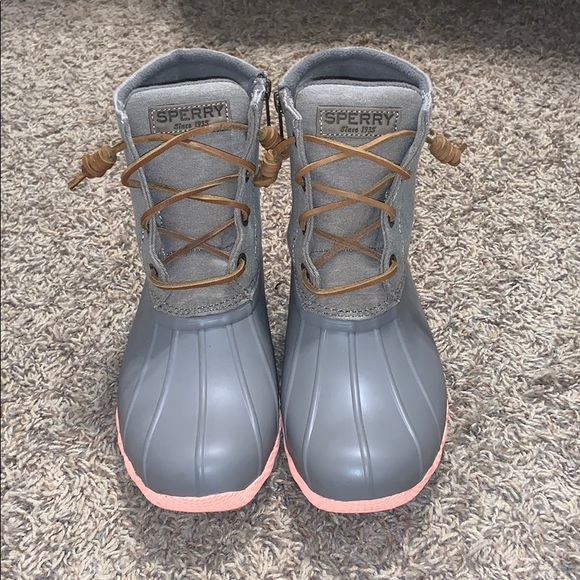 sperry duck boots coral bottom